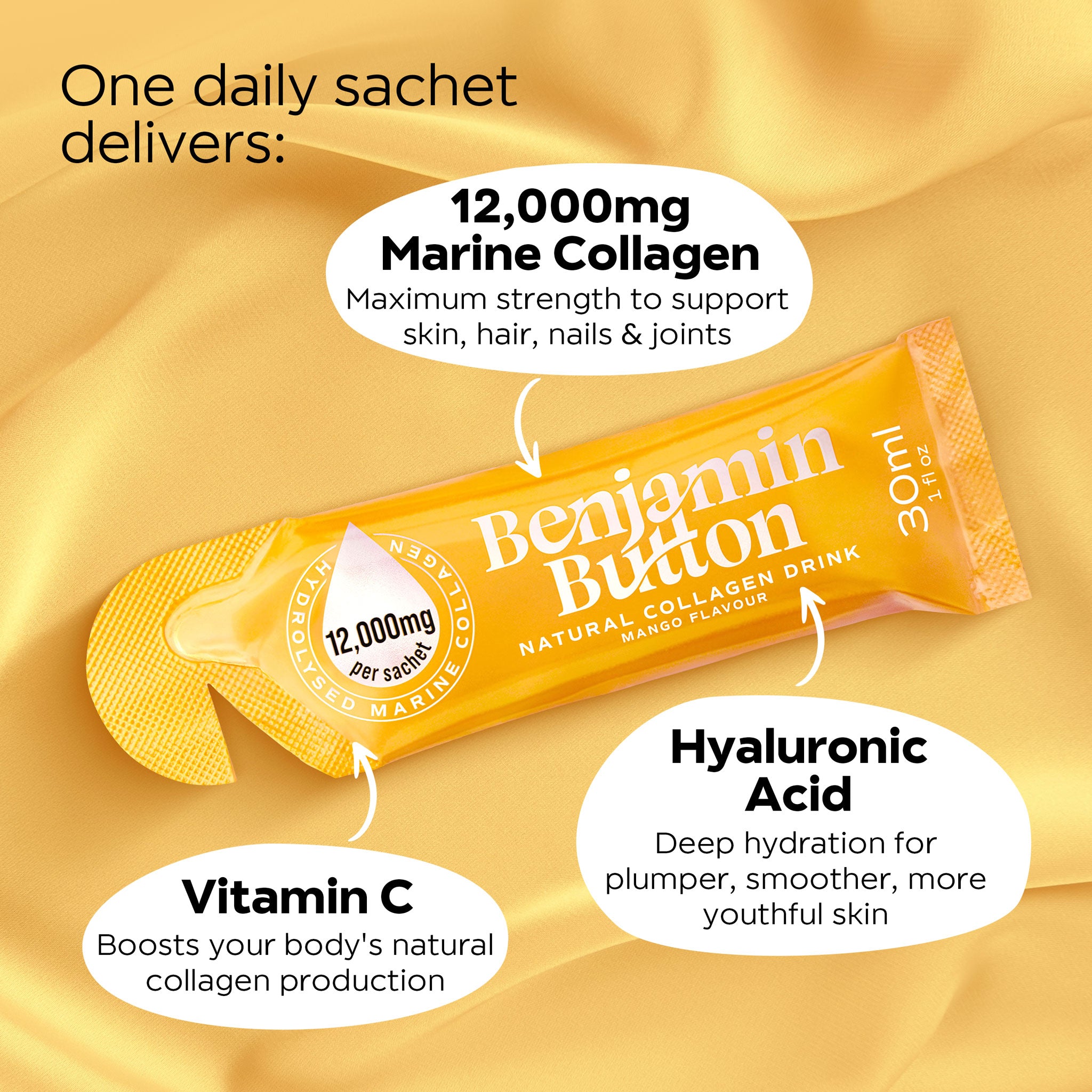 14x Manga 12,000mg Sachets Líquidos de Colagénio Marinho