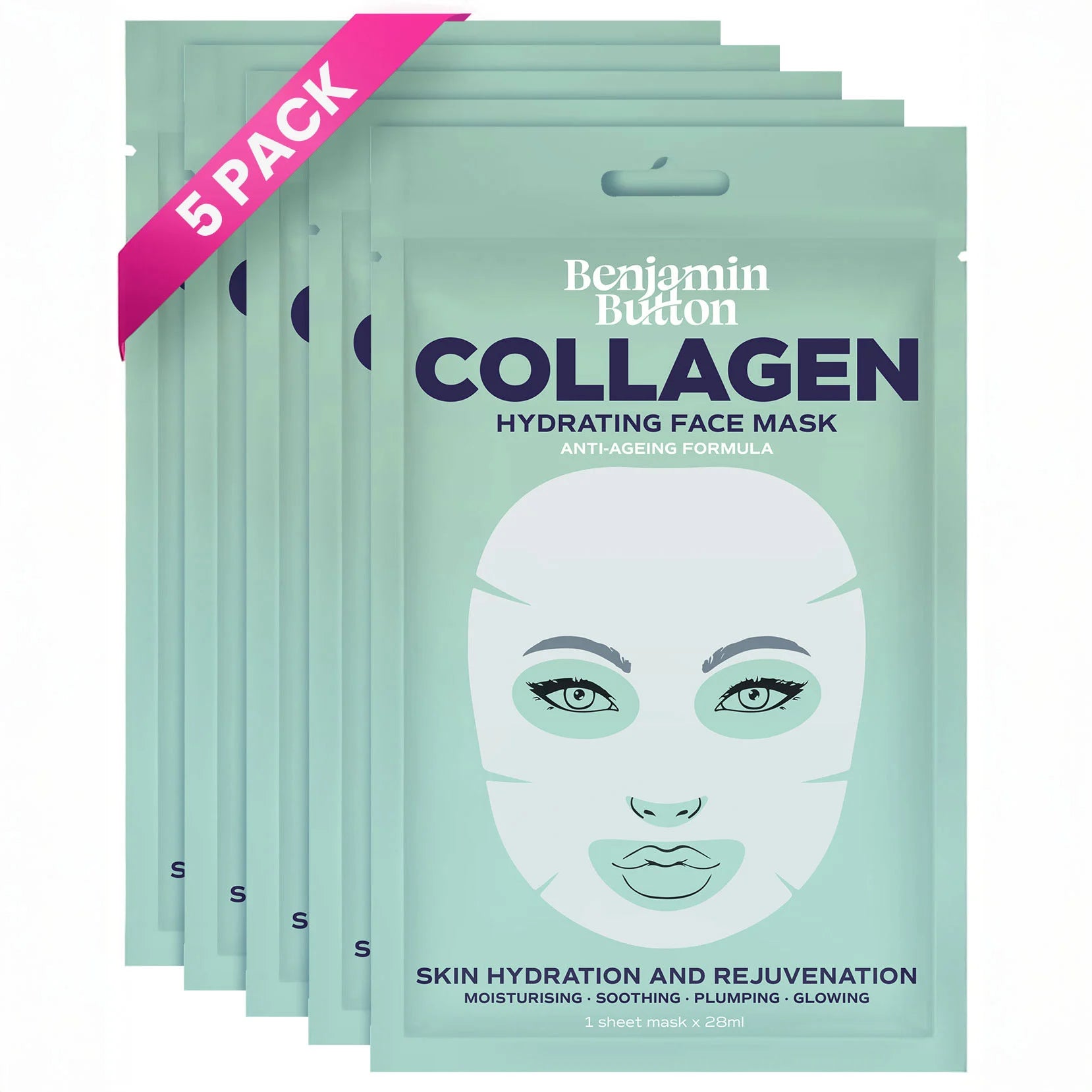 5-Pack Collagen Hydrating Face Mask