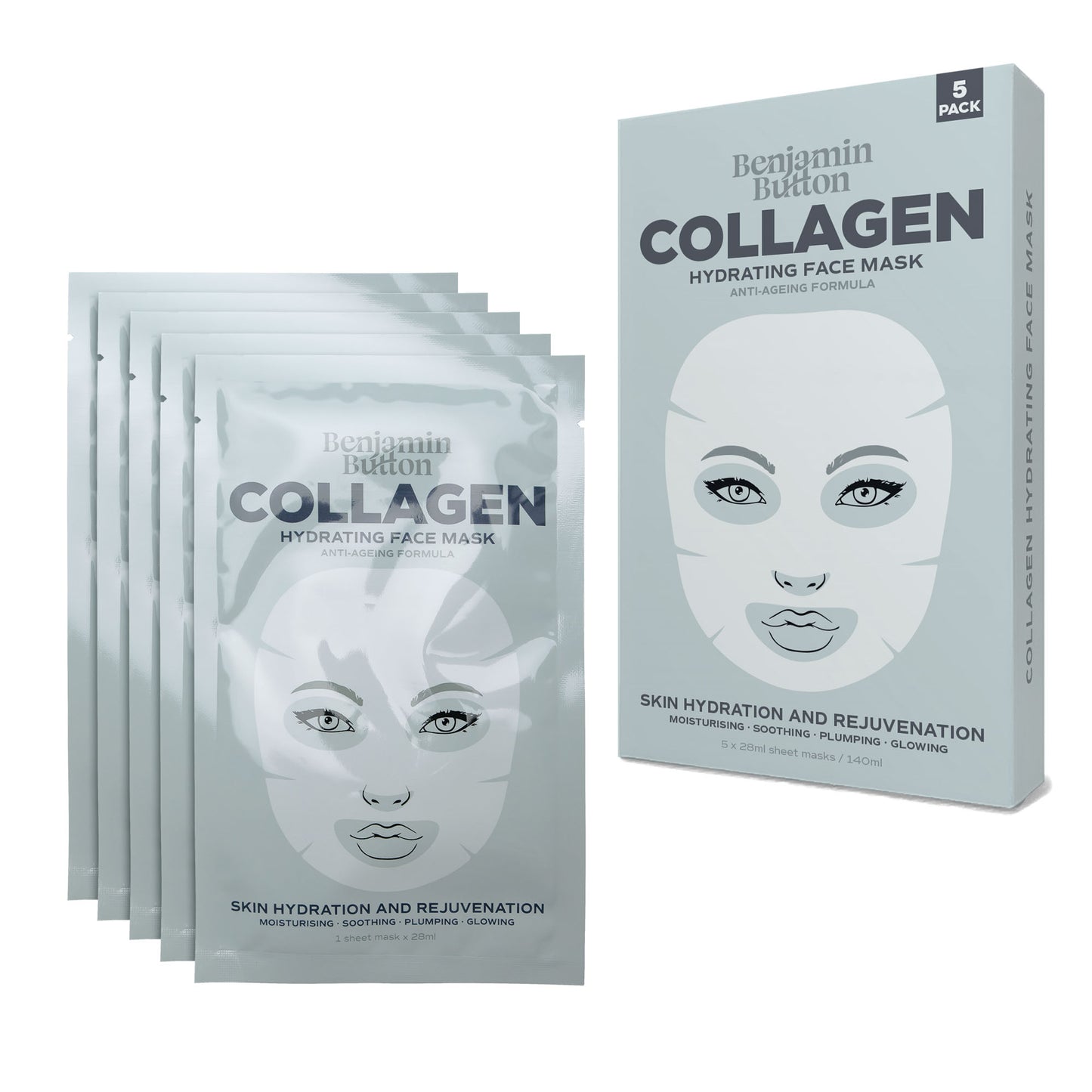 5-Pack Collagen Hydrating Face Mask