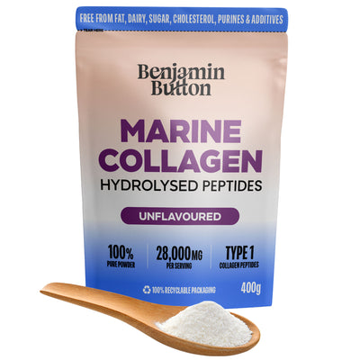 Marine Collagen Powder – 93% Protein, Wild-Caught, 400g Unflavoured | Benjamin Button