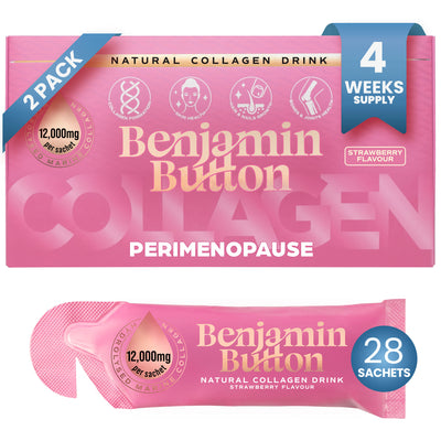 ペリメノポーズ コラーゲン ストロベリー サシェ – 14パック（2週間分） – 12,000mg マリンコラーゲン、チェストベリー、ビタミン＆ヒアルロン酸配合